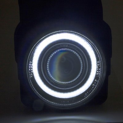 GMC Sierra 1500HD 2003-2006 Chrome LED DRL Headlights Set and Halo Projector Fog Lights