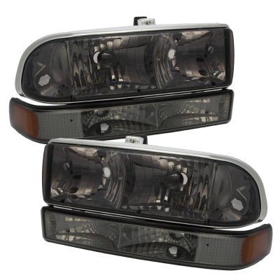 DNA Motoring Smoked/Amber Headlight & Bumper Signal Light Set For Chevy S10/Blazer 1998-2004