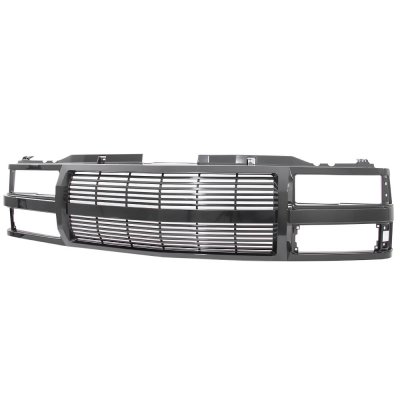 Chevy Tahoe 1995-1999 Black Billet Grille and Smoked Headlights Set