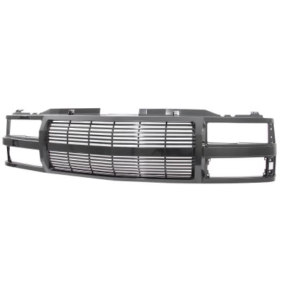 Chevy 2500 Pickup 1988-1993 Black Billet Grille and Smoked Headlights Conversion