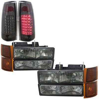 Chevy 3500 Pickup 1994-1998 Smoked Headlights and LED Tail Lights