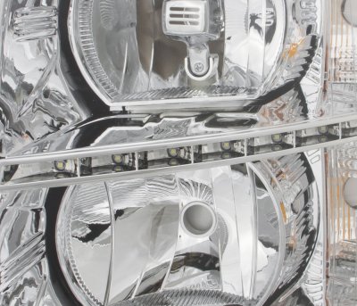 Chevy Silverado 3500HD 2007-2014 Clear LED DRL Headlights
