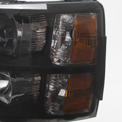 Chevy Silverado 2007-2013 Black Smoked LED DRL Headlights