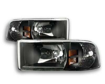 Dodge Ram 2500 1994-2002 Black Headlights and LED Tail Lights Black Chrome