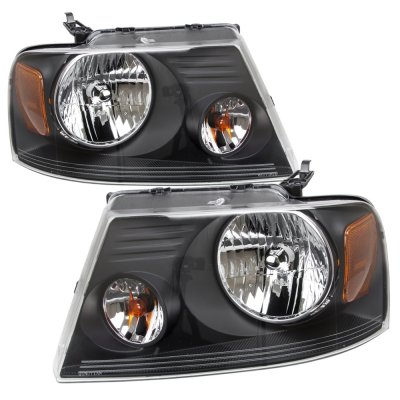 Ford F150 2004-2008 Black Headlights and LED Tail Lights Red Clear