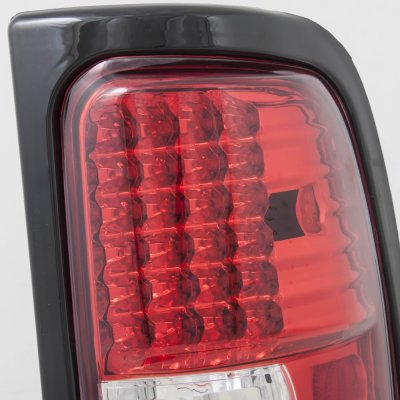 Dodge Ram 3500 1994-2002 Black Tinted Halo Projector Headlights and LED Tail Lights Red Clear