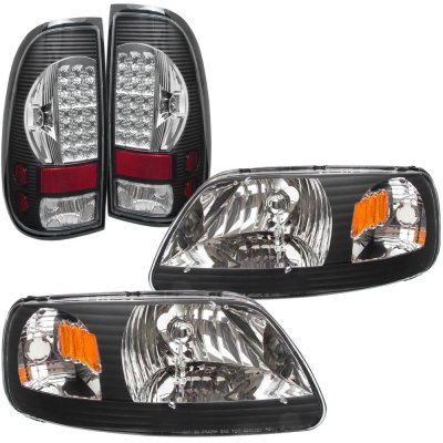 Ford F150 1997-2003 Black Chrome Headlights and LED Tail Lights
