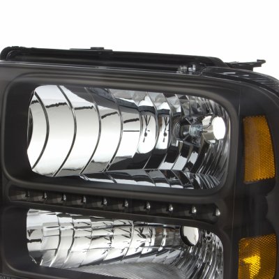 Ford F450 Super Duty 2005-2007 Black Headlights LED Daytime Running Lights