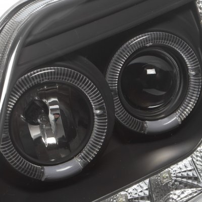 Ford F150 1997-2003 Black LED DRL Projector Headlights with Halo