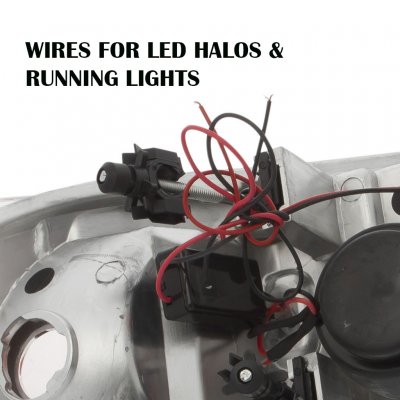 Ford F150 1997-2003 Black LED DRL Projector Headlights with Halo