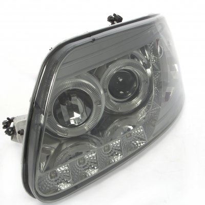 Ford Expedition 1997-2002 Smoked LED DRL Projector Headlights with Halo