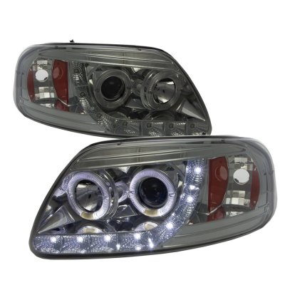 Ford F150 1997-2003 Smoked LED DRL Projector Headlights with Halo