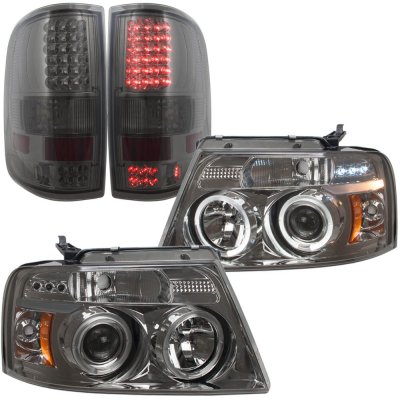 Ford F150 2004-2008 Smoked Halo Projector Headlights and LED Tail Lights