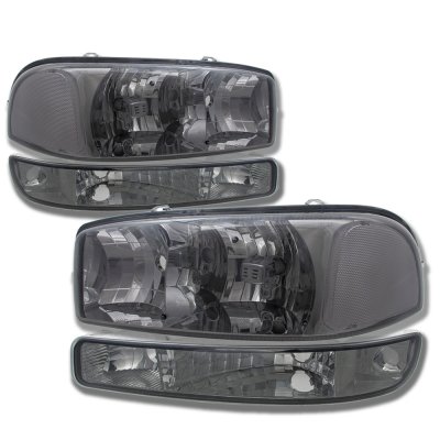 GMC Yukon 2000-2006 Smoked Clear Headlights and LED Tail Lights Black Smoked