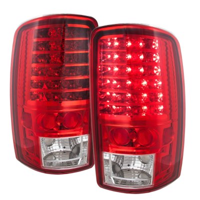 GMC Yukon 2000-2006 Chrome Clear Headlights Set and LED Tail Lights Red Clear
