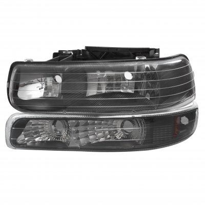 Chevy Suburban 2000-2006 Black Headlights and Bumper Lights