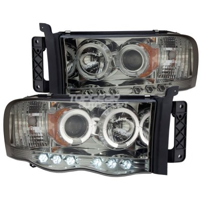Dodge Ram 3500 2003-2005 Smoked Halo Projector Headlights and LED Tail Lights