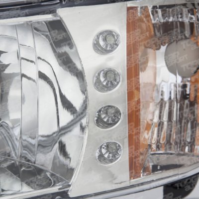 Dodge Ram 1994-2001 Chrome DRL Headlights and LED Tail Lights Red Clear