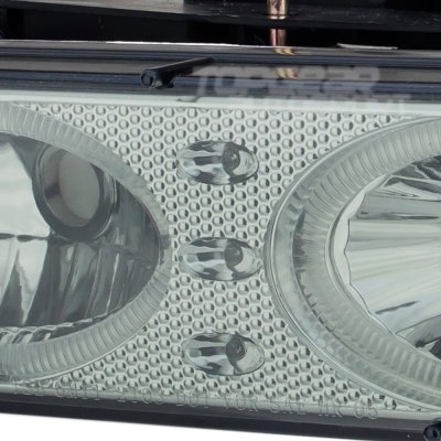 Chevy Suburban 1994-1999 Smoked Angel Eyes Halo Projector Headlights LED DRL