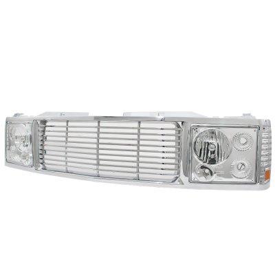 Chevy 3500 Pickup 1994-2000 Chrome Billet Grille and Headlight Conversion Kit