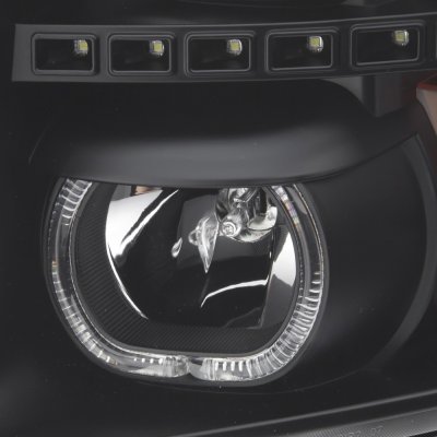 Chevy Silverado 2007-2013 Black Halo DRL Projector Headlights and Red LED Tail Lights