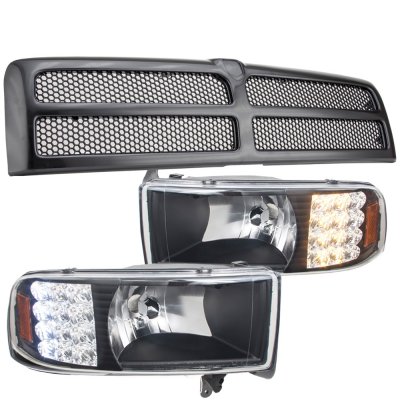 Dodge Ram 1994-2001 Black Grille and Headlights LED Signal Lights