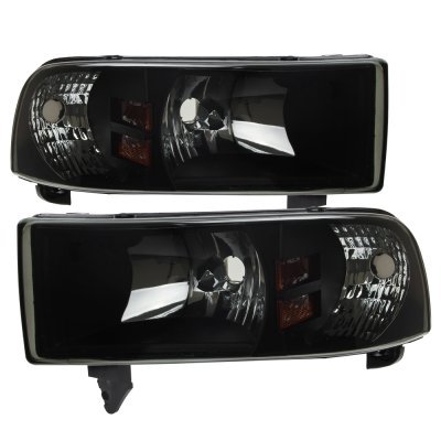 Dodge Ram 1994-2001 Black Grille and Black Smoked Headlights Conversion