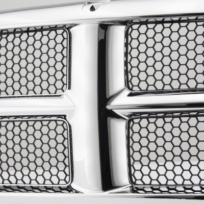 Dodge Ram 3500 2003-2005 Chrome Grille Black Insert and Headlights Set