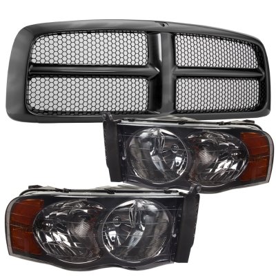 Dodge Ram 2500 2003-2005 Black Grille and Smoked Headlights