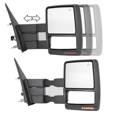 KAX Towing Mirrors Replacement Power Adjusted Heated Turn Signal Clearance Light Manual Folding Side View Mirror Compatible with 2007-2014 F150 Pair
