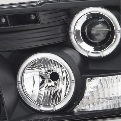 Dodge Ram 2009-2018 Black Halo Projector Headlights with LED DRL
