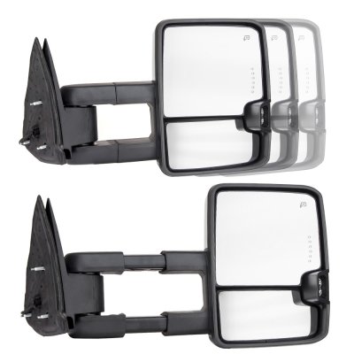 Chevy Silverado 2500HD 2001-2002 Chrome Towing Mirrors Smoked LED Lights Power Heated