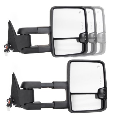 GMC Sierra 3500 1988-1998 Chrome Power Towing Mirrors LED Lights