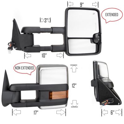 GMC Sierra 3500 1988-1998 Chrome Power Towing Mirrors LED Lights