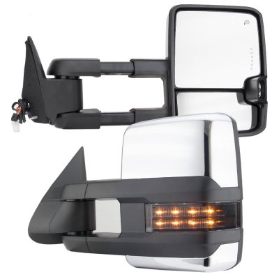 Cadillac Escalade 1999-2000 Chrome Power Towing Mirrors Smoked LED Lights