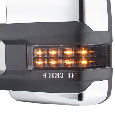 Chevy 3500 Pickup 1988-1998 Chrome Power Towing Mirrors Smoked LED Lights