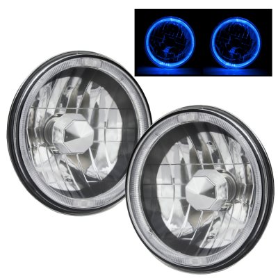 Ford Courier 1979-1982 Blue Halo Black Chrome Sealed Beam Headlight Conversion