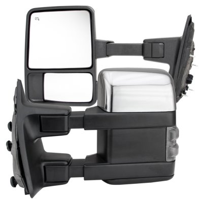 Ford F450 Cab Chassis 2003-2007 Chrome Towing Mirrors Power Heated Smoked LED Signal Lights