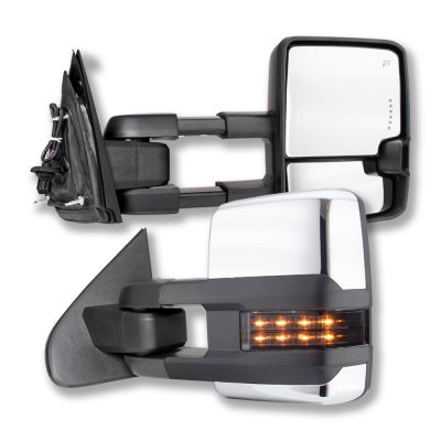 GMC Sierra 3500HD 2015-2019 Chrome Towing Mirrors Smoked LED Lights Power Heated