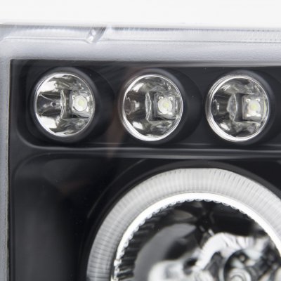 Dodge Ram 2500 1994-2001 Black LED Eyebrow Projector Headlights with Halo