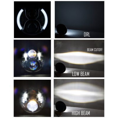 Chevy Blazer 1969-1979 Black LED Projector Sealed Beam Headlights DRL