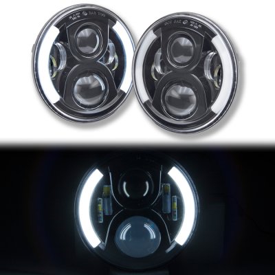 Ford F100 1969-1979 Black LED Projector Sealed Beam Headlights DRL