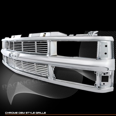 Chevy Blazer Full Size 1992-1994 Chrome Replacement Grille with Cross Bar Insert