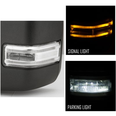 Ford F250 Super Duty 1999-2002 Chrome Towing Mirrors LED DRL Lights Power Heated