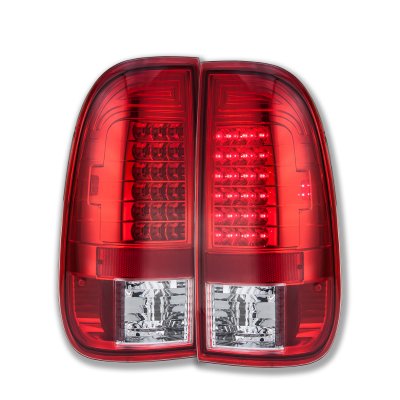 Ford F550 Super Duty 1999-2007 Red Clear LED Tail Lights