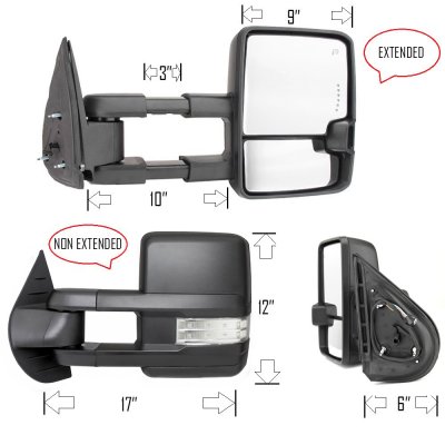 GMC Yukon XL Denali 2007-2014 Towing Mirrors Clear LED Lights Power Heated