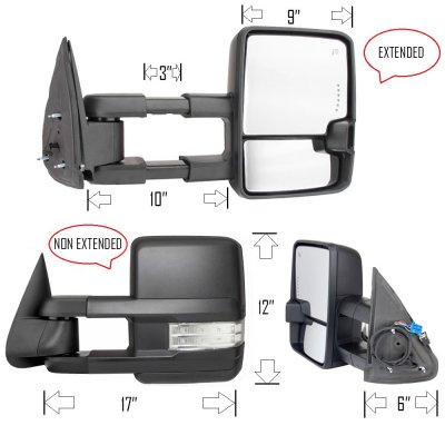 Chevy Silverado 2500 1999-2002 Towing Mirrors Clear LED Lights Power Heated