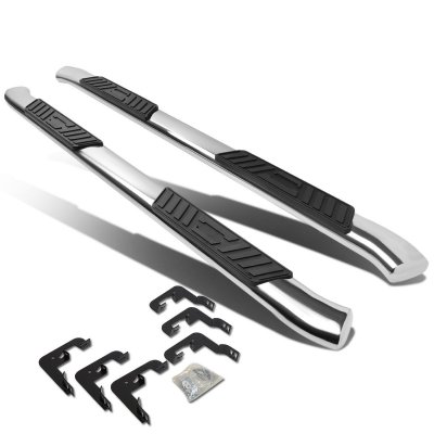 Chevy Silverado 1500 Crew Cab 2007-2013 Nerf Bars Curved Stainless 5 Inches Oval