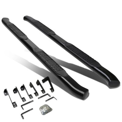 Chevy Silverado 2500HD Crew Cab 2001-2006 Nerf Bars Curved Black 4 Inches Oval