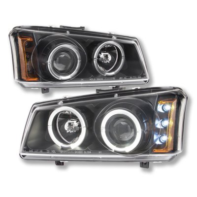 Chevy Silverado 2003-2006 Black Dual Halo Projector Headlights with LED